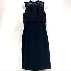 Shoshanna Black Lace Crochet Mock Neck Sleeveless Dress